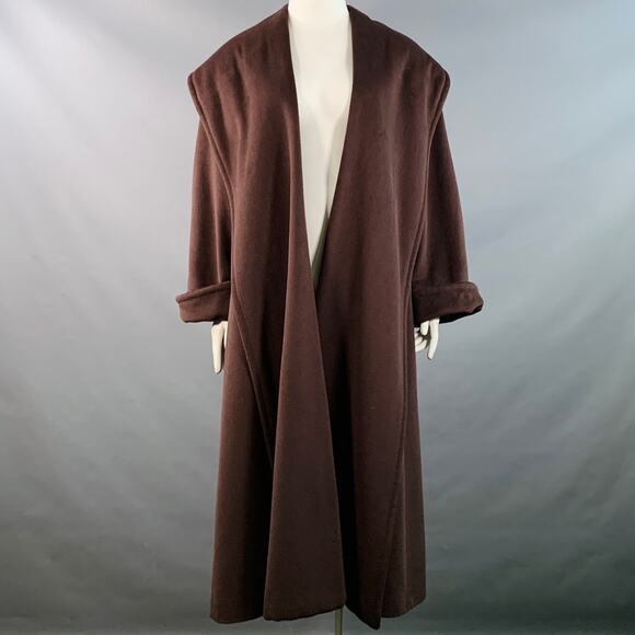 ESCADA Vintage Size L Brown Cashmere Open Front Coat - Picture 1 of 5